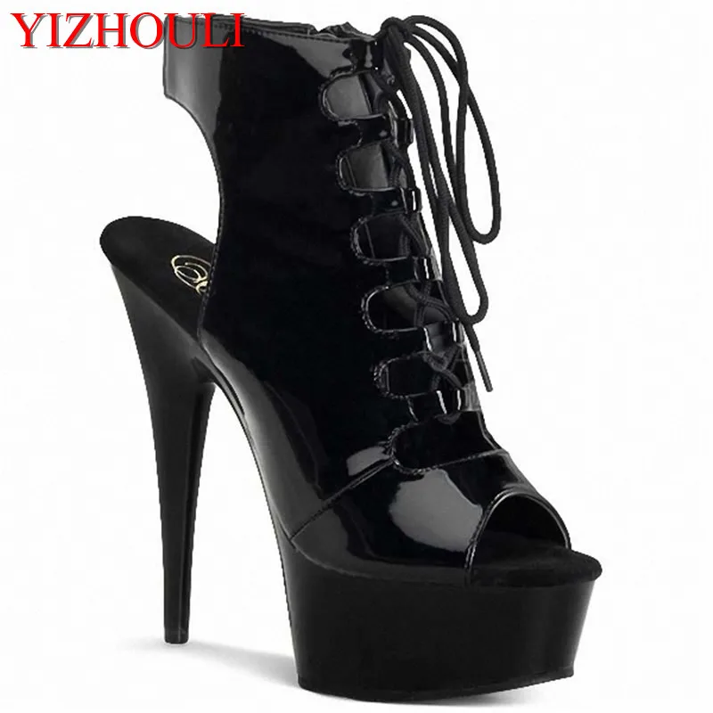 

15cm super sexy color matching high heels stage model with low after a particular tube short boots Cool boots for women's shoes