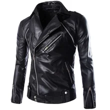 Мужские зауженные кожаные куртки с косой молнией, мотоциклетные куртки, новая модная мужская уличная одежда в стиле хип-хоп из кожи и замши
