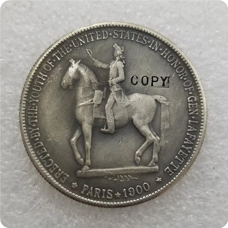 США 1900 LAFAYETTE$1 копия доллара монеты памятные монеты-копии монет медаль коллекционные монеты - Цвет: Antique silver