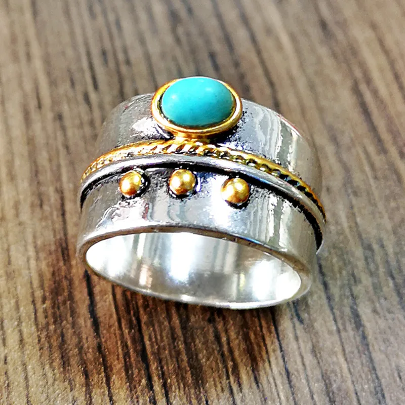 Богемное маленькое голубое каменное драгоценное золото веревочное кольцо с орнаментом для женщин винтажные серебряные кольца на пальцы фаланги вечерние ювелирные изделия Z4M126