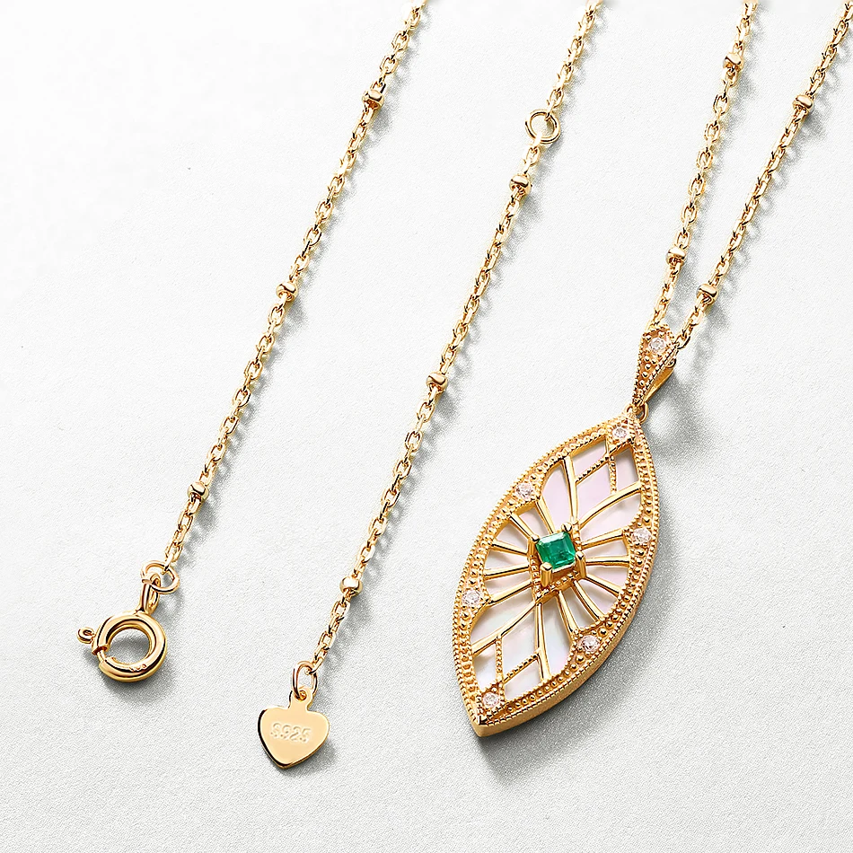 ALLNOEL FIne Jewelry Set 925 Sterling Silver Natural emerald Pendant Necklace Earrings Ring Set Valentine's Day  Gifts For Women (11)