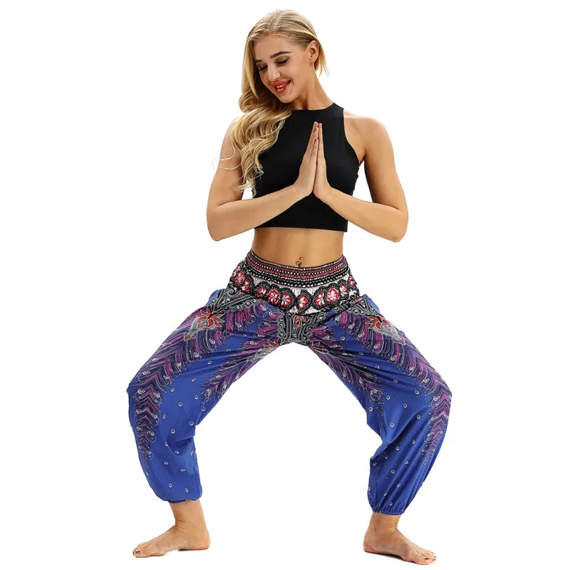 Таиланд Непал путешествия с высокой талией для йоги брюки для девочек Высокая талия тонкий широкие брюки обернутый кожи под различными углами - Цвет: 1
