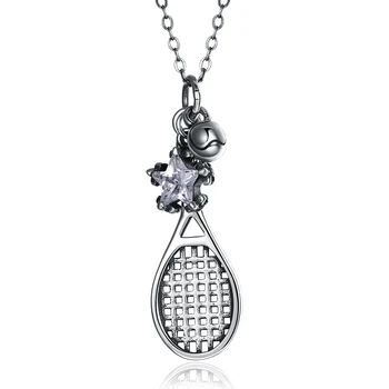 

Ancient Silver Tennis Pendant Pendant Necklace Vintage 925 Sterling Silver Ball Zircon Star Drop Necklace for Women Men Jewelry