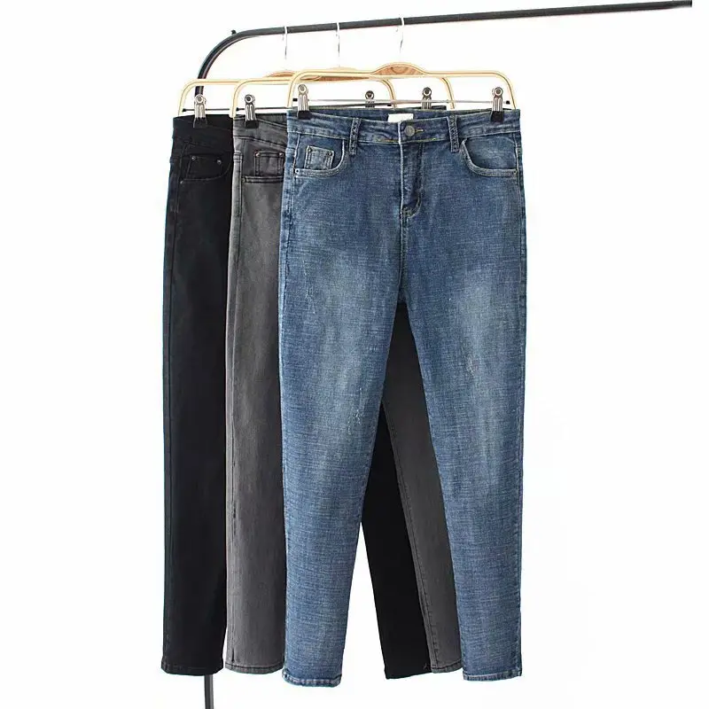 F42 Autumn Winter Casual Jeans 4XL Plus Size Women Clothing Fashion ...