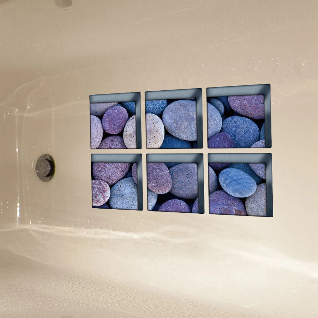 6 шт. 3D Антискользящая Ванна аппликации стикер для ванной ванная Наклейка ПВХ Фреска анти-скольжение водостойкое украшение дома