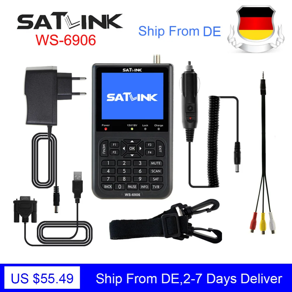 

Original Satlink WS-6906 Satellite Signal Finder Meter satfinder Digital 3.5 inch LCD Display FTA MPEG-2 Satlink Satelite Finder