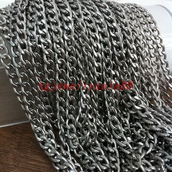 

5mm Wide Stainless Steel Biker Men's DIY Necklace Silver Color 1:1 Cuban Curb Link Chain 5/10M/Lot Wholesale In Bulk Jewelry