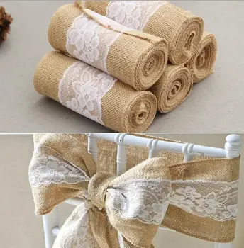 

2017 New 15cm*240cm Naturally Elegant Burlap Chair Sashes Jute Chair Tie Bow for Rustic Wedding decor Free Shipping 50pcs/lot