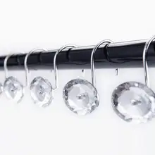 Smartloc 12 шт. крючки для занавески для душа кристаллический крючок в форме бриллианта кольцо для ванной прозрачный декоративный Европейский органайзер для дома