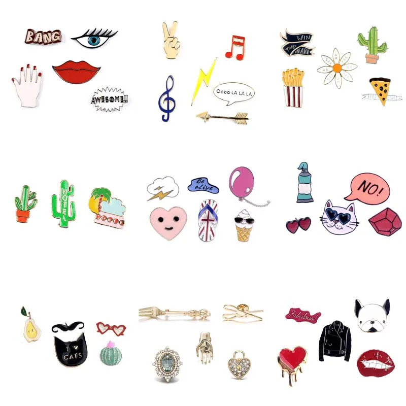 

1 Set Metal Badge for Backpack Cartoon Pins for clothes Badges on a Pin Brooch Badge Icons On Backpack