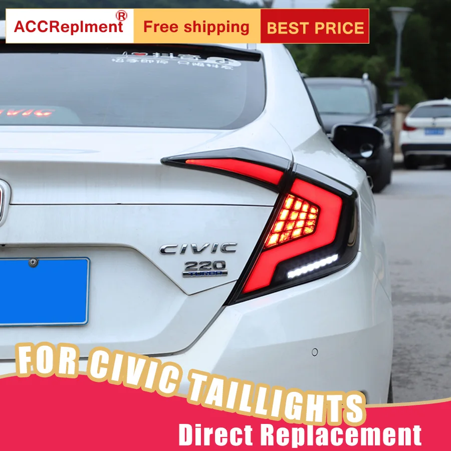 Новый светодиодный фонарь светильник s в сборе для Honda Civic 2016-2019 задний стоп-сигнал