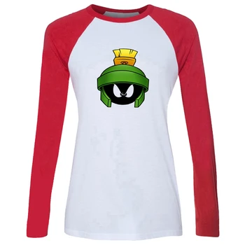 

Cartoon Funny Marvin the Martian Porky Pig Bear Papa Sister Brother White Gray Rad Design Women's Lady Print T-Shirt Graphic Tee