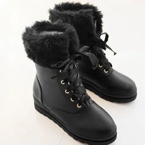 2014 plus size 34-43 new women shoes Korean lace thick snow boots | Обувь