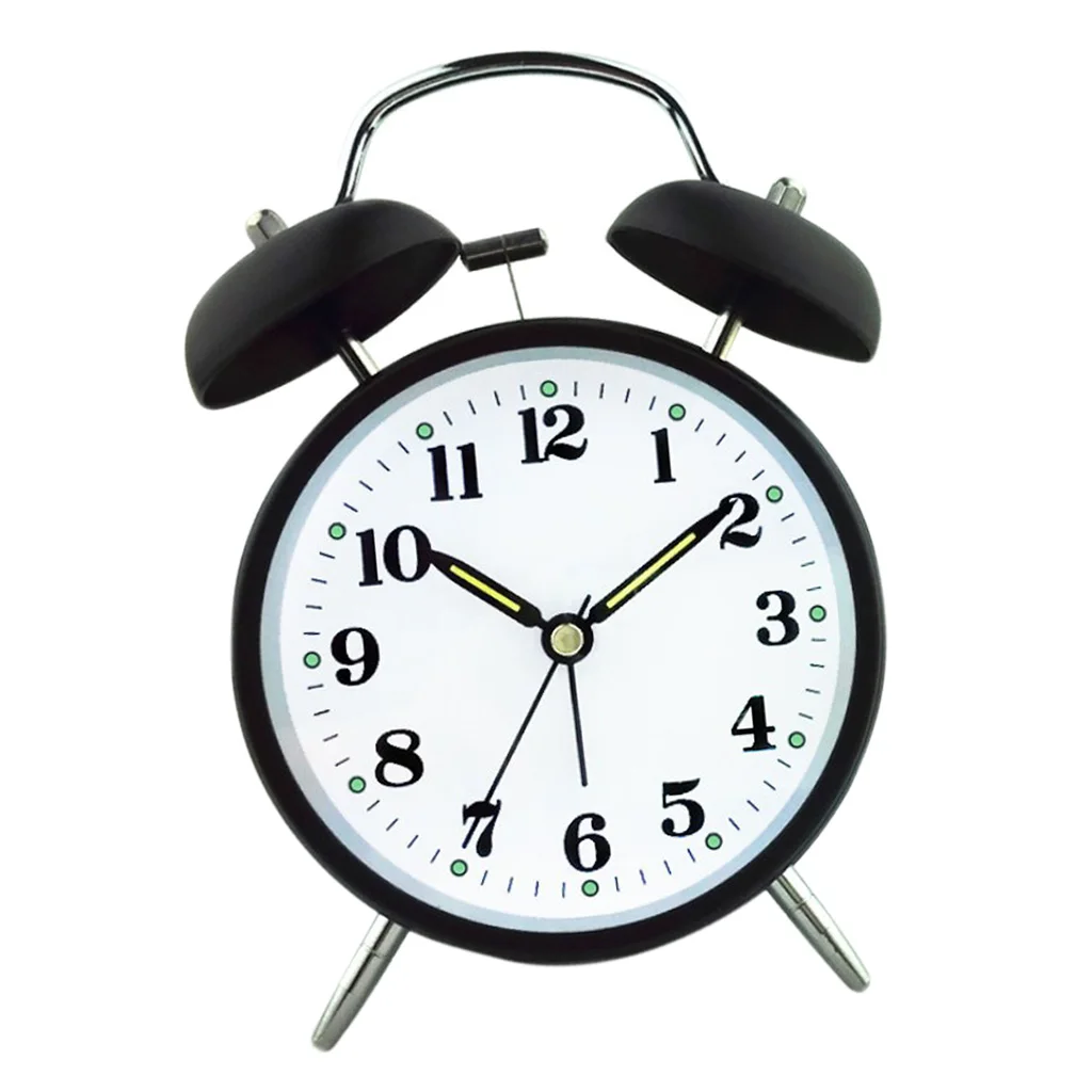 Twin Bell Alarm Clock Dial, Luminous, Battery Operated Loud Alarm Clock Green/Black/Pink/Blue