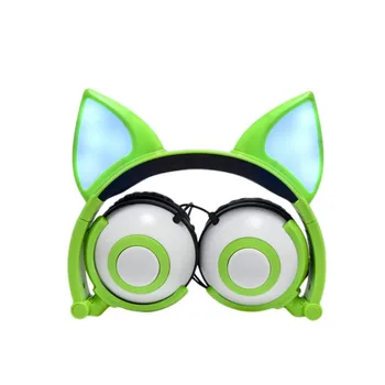 

Cartoon Cat Fox Ears Glowing Children Headphone Foldable Flashing Headset Earphone
