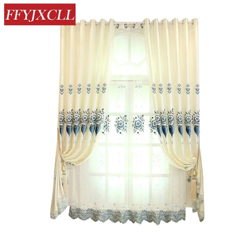 

Simple Warm Beige Jacquard Europe Blackout Curtains Tulle for Living Room Bedroom Window Home Decor Curtains Cloth Fabric