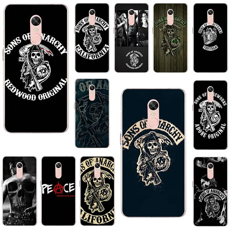 

Soft TPU Cell Phone Cases for Xiaomi Mi Redmi Note 2 3 3S 4 4X 4A 5 5S 6 8 A1 Pro Plus Coque Shell Bags Fashion Sons of Anarchy