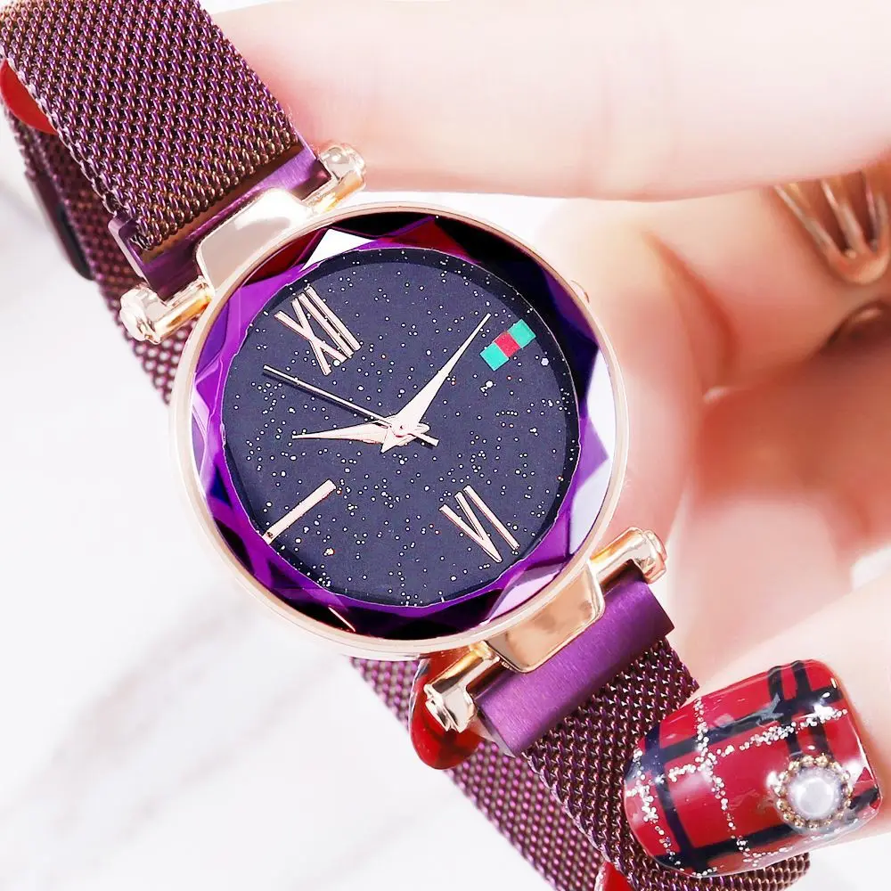 

Starry Sky Watch Fashion Rose Gold Women Watches Minimalism Magnetic Buckle Luxury Casual Ladies Roman Numeral Female Wristwatch