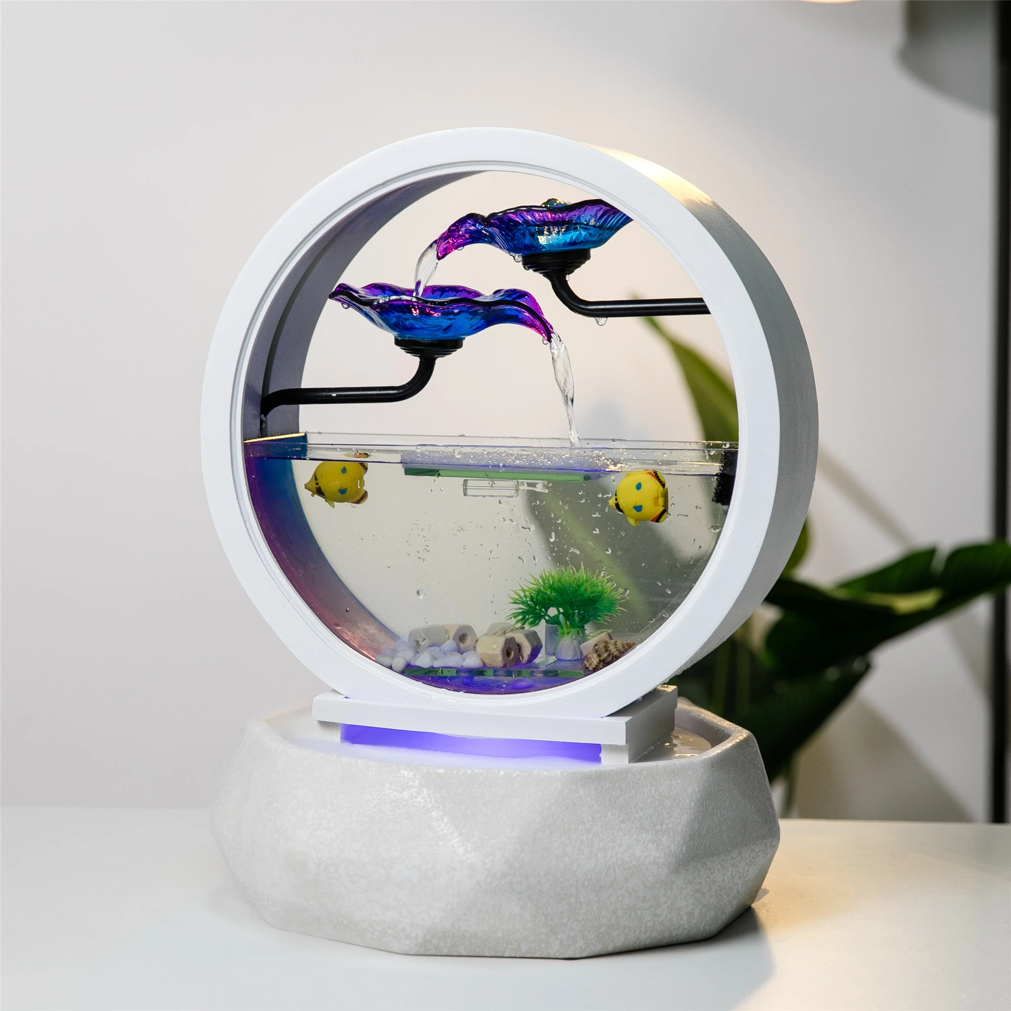 Kliniek oplichter Eentonig Tabletop Decoration Feature Water Lily Fountain Waterfall Cascade Indoor  Aquarium Humidifier Mist Maker Zen Meditation Fish Tank - Aquariums -  AliExpress