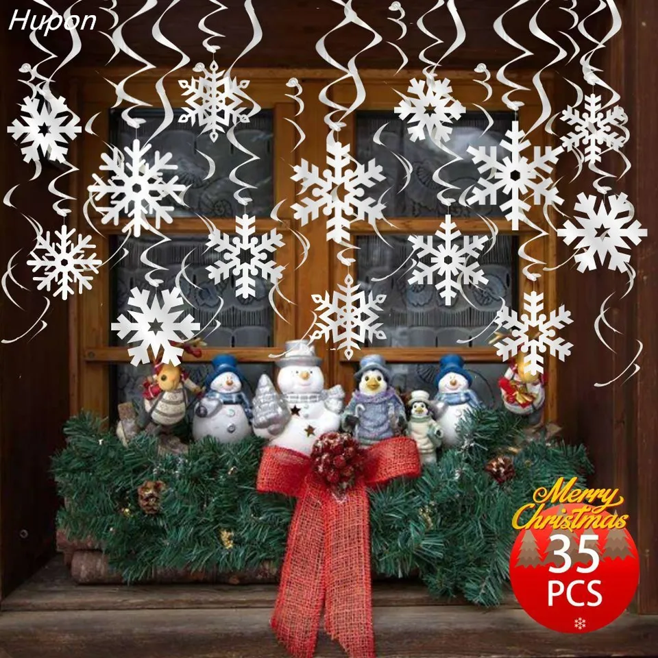 30pcs Set Christmas Decorations Cutout Snowflake Ceiling Hanging