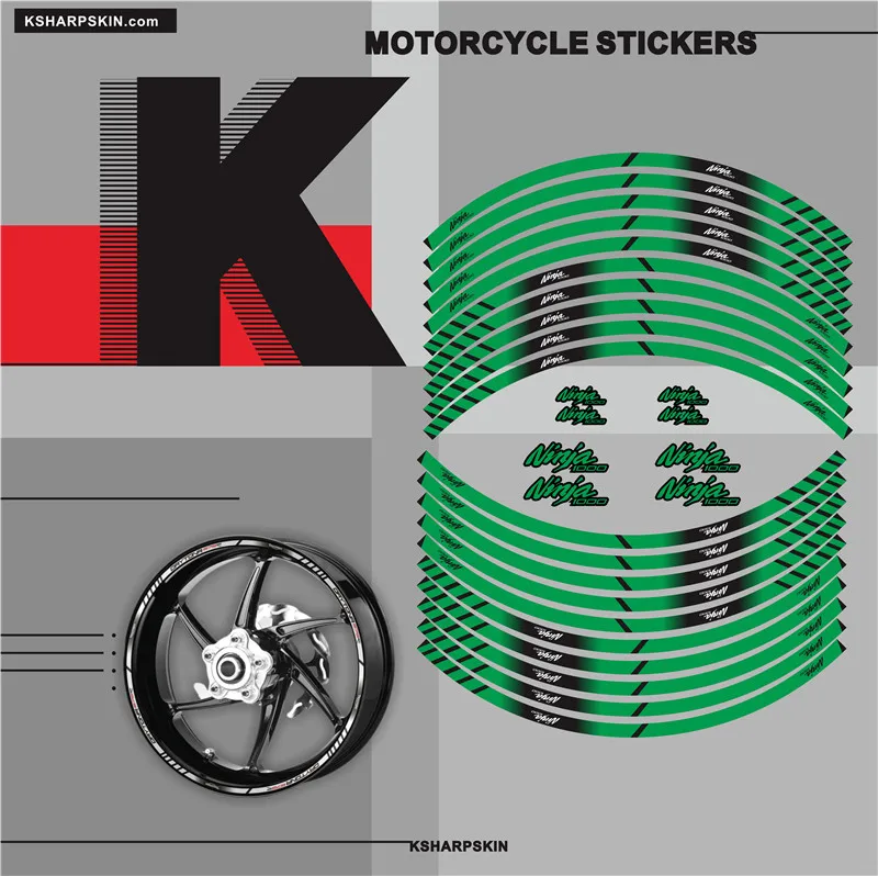 

Motorcycle tyre Stickers inner wheel reflective decoration decals for KAWASAKI NINJA 1000