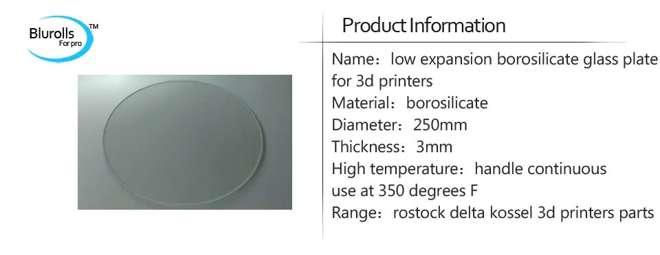 3d принтеры запчасти росток delta коссель боросиликатное стекло пластина Круглый 250 мм 3 толщиной боросиликатное стекло наивысшего качества