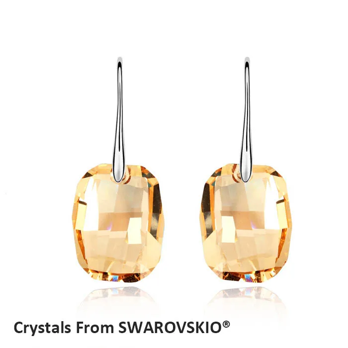 Супер Свадебные висячие серьги с кристаллами от SWAROVSKI большой прямоугольный камень для женщин Роскошные модные ювелирные изделия 6 цветов