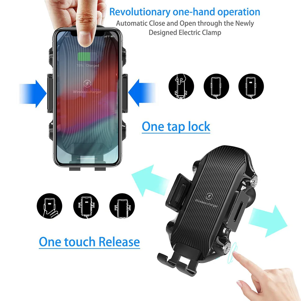 DCAE 10 Вт автоматическое беспроводное автомобильное зарядное устройство крепление QI Быстрая зарядка держатель телефона для iPhone 8 X XR XS 11 samsung S10 S9 Xiaomi Mi 9