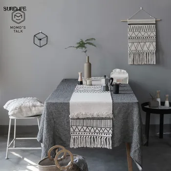

Nordic Fashion Table Runner Creative Tassel Living Room Bedroom Desktop Decoration Table Runner Simple Home Table Flag