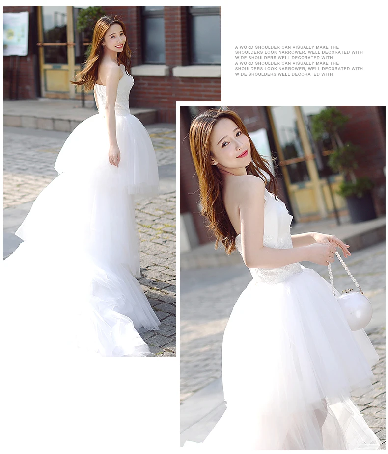 Ladybeauty высокое качество свадебное платье короткое спереди длинное сзади Свадебные платья с высокой низкой аппликацией Свадебные платья