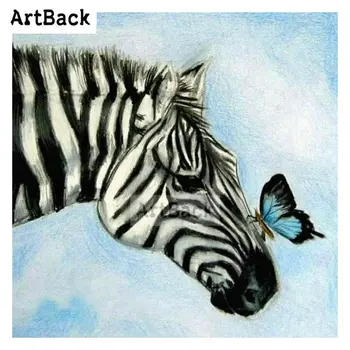 

ARTBACK 5d full square drill diamond painting cross stitch zebra butterfly 3d round diamond embroidery handmade hobby