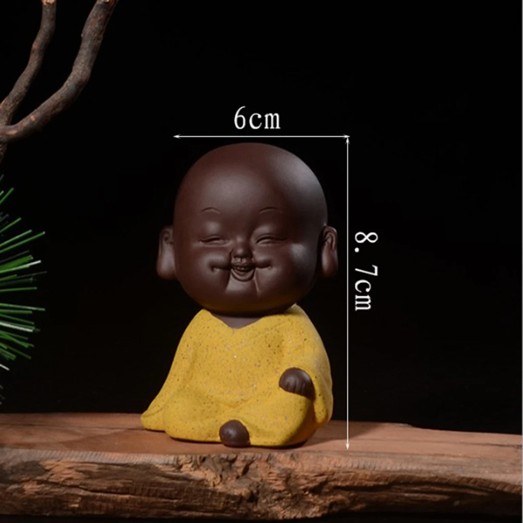 Amagogo Mini Ceramic Buddha Statue Monk Tea Pet for Zen Garden Sand Meditation Home Office Table Decoration