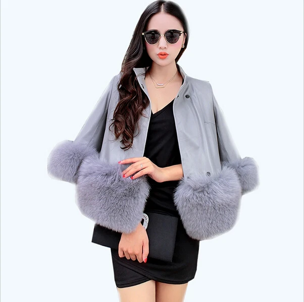 Gratuite Taille Mode Pu Fourrure Élégante Dame Couleur Nouvelle Noir Faux Livraison gris Solide xxxl De Cuir Luxe 2016 rose S Chaud Manteau En Veste kaki Épaississent 5q0xwH