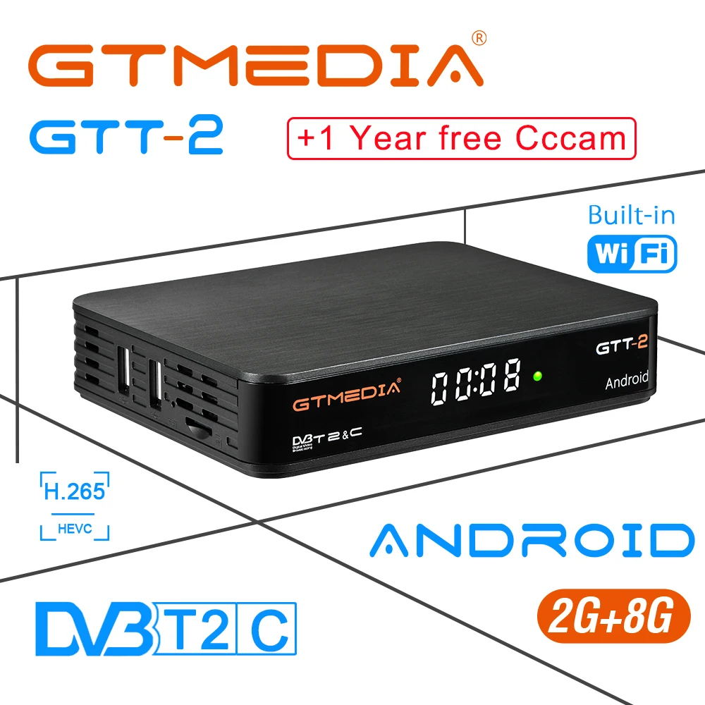 GTMEDIA GTT2 Smart tv box DVB-T2/кабель(J83.A/C)/ATSC-C/ISDBT android 6,0 2GB 8GB 4K H.265 WiFi IP tv простая в эксплуатации Android box