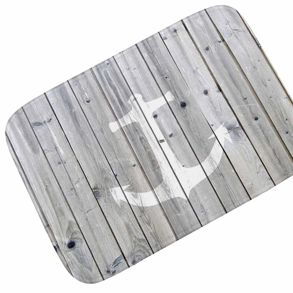 Vintage Wooden Board Anchor Floor Mat Entrance Doormat Decoration Non-slip Absorbent Bathroom Door Mat Kitchen Rug Bedroom Mat