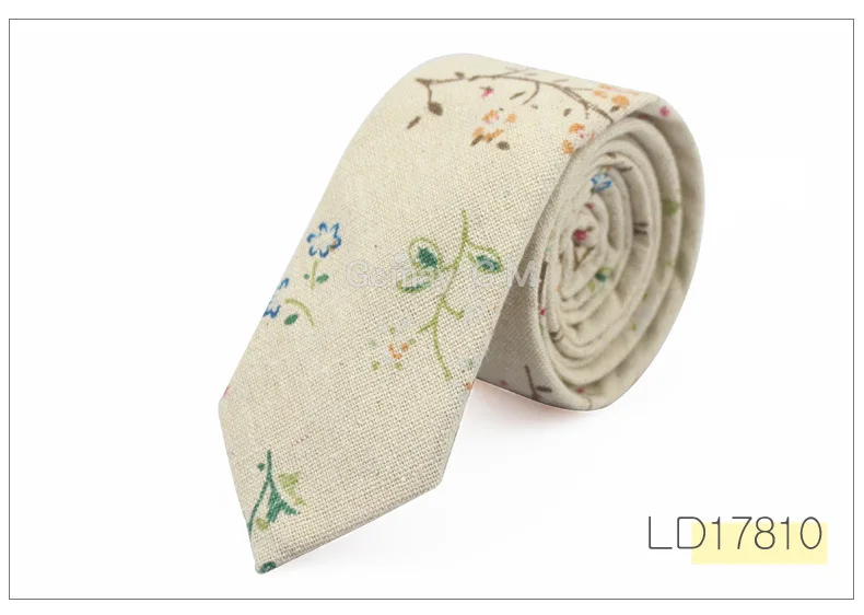 Fashion Neck Tie For Men Floral Linen Ties for Wedding Party Print Narrow Neckties Casual Mens Retro Neckwear Male Cotton Ties