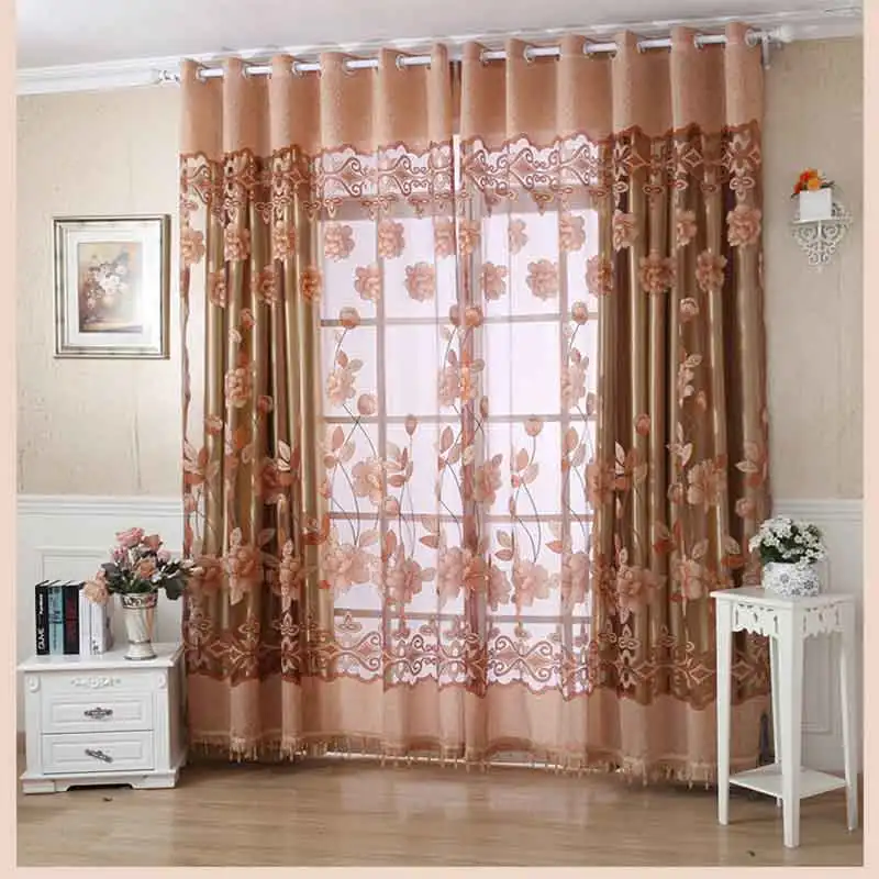 Precio para el tratamiento de la ventana bordado cortina transparente Tulle Cortinas ciegas para sala balcón decoración del hogar 2018 Venta caliente Precio para el tratamiento de la ventana bordado cortina transparente Tulle Cortinas ciegas para sala balcón decoración del hogar 2018 Venta caliente