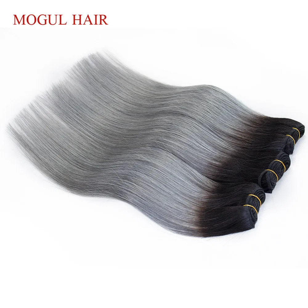 MOGUL HAIR T 1B темно серые Омбре человеческие волосы 2/3 пучки с закрытием перуанские