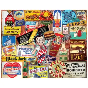 Vintage Signs DIY Full Diamond Embroidery 5D Diamond Painting Mosaic Cross Stitch Nostalgia Collages Art Needlework Home Decor