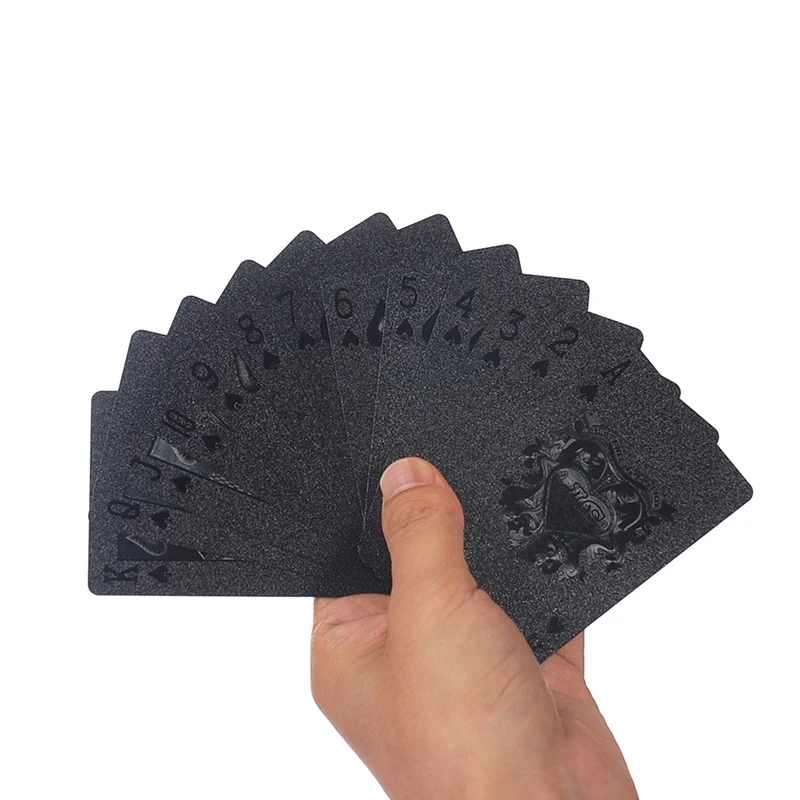 54 шт. черные пластиковые игральные карты водонепроницаемые ПВХ игры в покер игровые карты наборы доллар США с коробкой для покера классические магические трюки инструменты