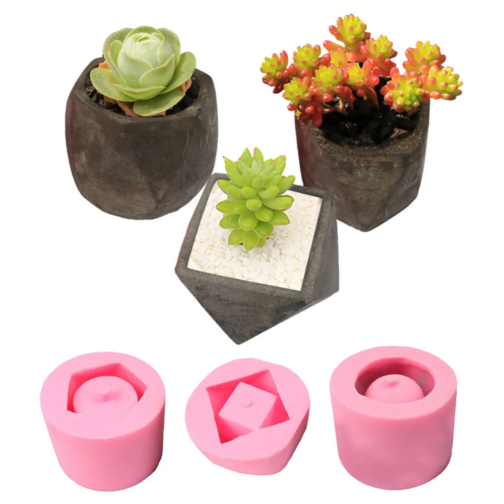 

3D Concrete Planter Cactus Succulent Plants Cement Silicone Mold DIY Clay Craft Flower Pot Mold Silicone Ceramic Vase Mould