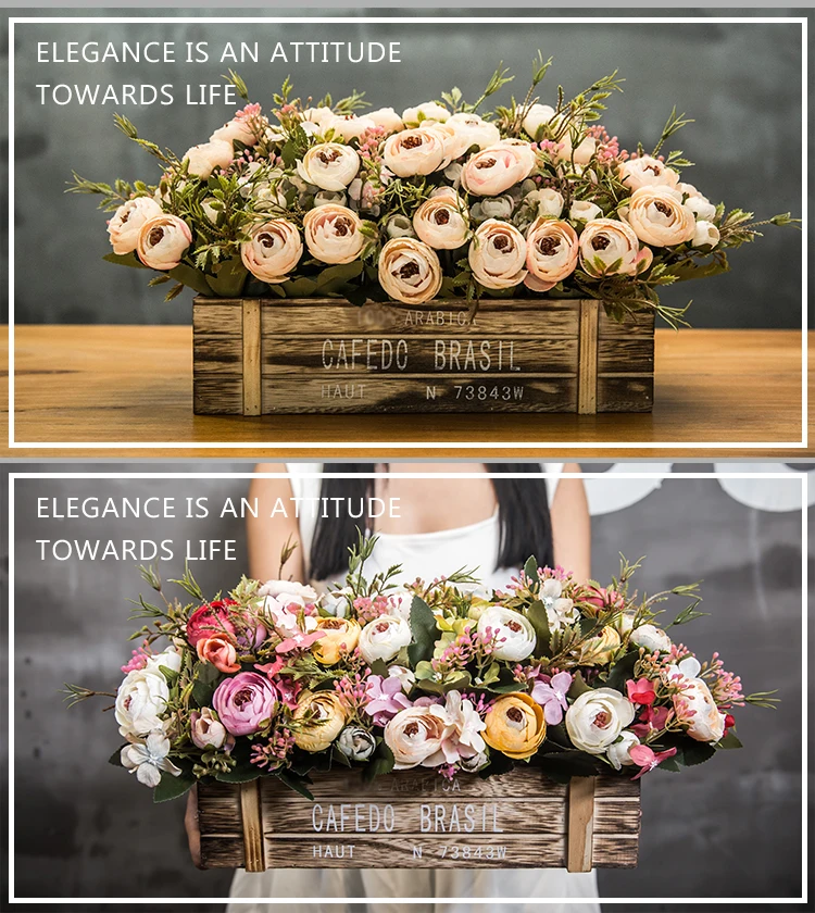 American Style Artificial Flower plants Wooden Palisade Decoration Flower For Living Room Balcony 20PCS/LOT American Style Artificial Flower plants Wooden Palisade Decoration Flower For Living Room Balcony 20PCS/LOT