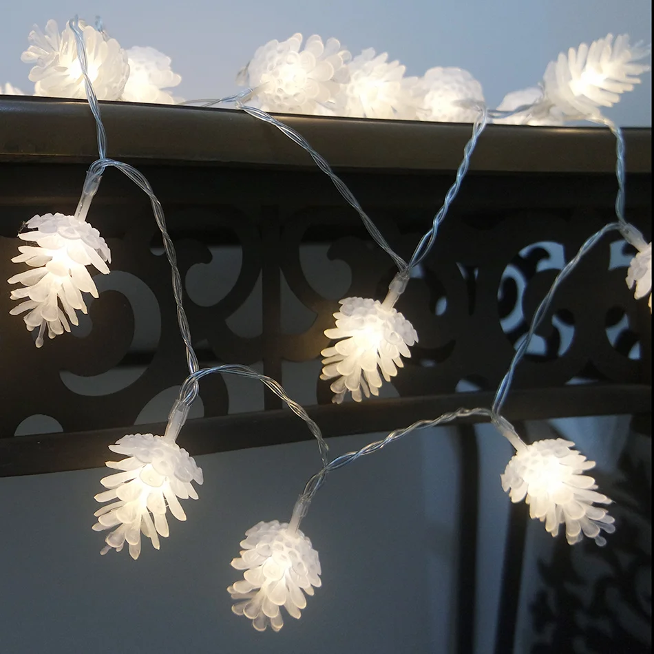 Праздничные вечерние светодиодный светильник-гирлянда с питанием от батареи, декоративные шишки, Рождественские огни, гирлянды, рождественские украшения