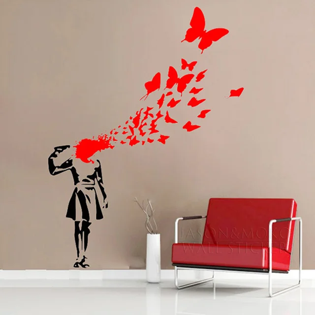 Banksy Wall Art aliexpress : buy creative banksy girl butterfly blood vinyl Banksy Wall Art aliexpress : buy creative banksy girl butterfly blood vinyl