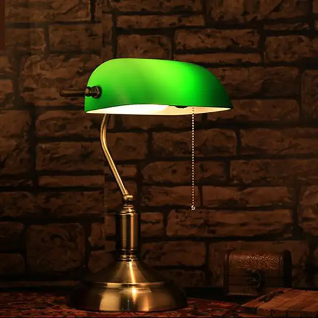1 pcs Green glass lampshade Table reading lamp study work light for