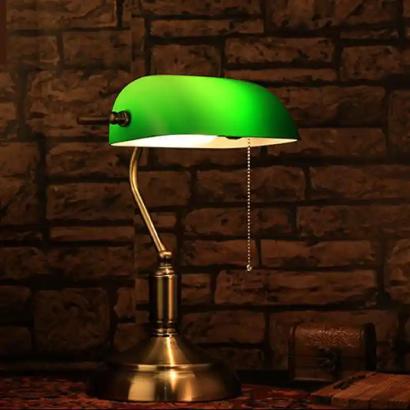 lampara de lectura de vidrio verde para sala de estudio luz led e27 de escritorio para trabajo libreria 1 uds lampshade table table