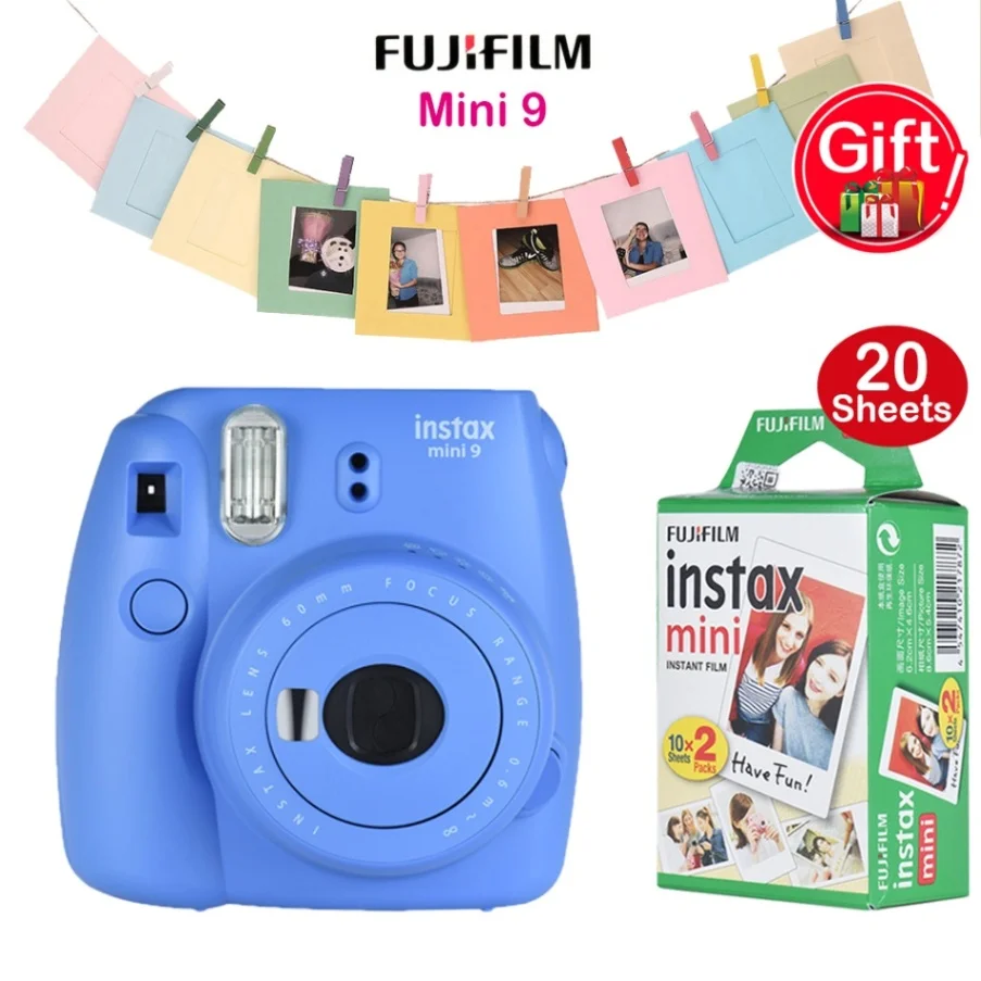 Fujifilm Instax Mini 9 камера мгновенная камера пленочная камера+ 20 листов мини 8 мгновенная белая пленка+ " Фото Картина Настенная рамка - Цвет: Sea Blue