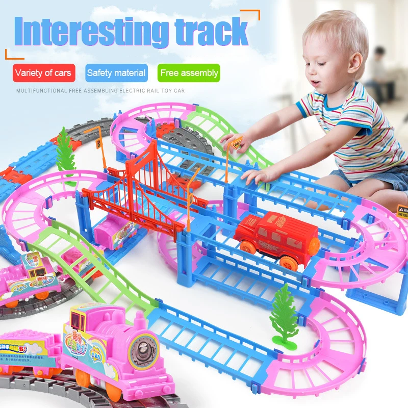 Сборная игрушка для детей мальчик креативный DIY 3D гибкий электрический рельс скорость автомобиля поезд модель цвет трек гоночный