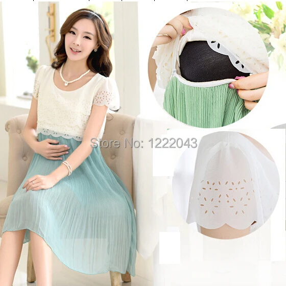 Maternity Nursing Dress For Pregnant Women Clothing 2017 Summer Fashion Chiffon Breastfeeding Skirt Pregnancy Clothes Lactation