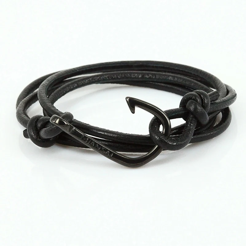 Fish Hook Bracelets Mens Women Jewelry Wholesale 24K Gold Stainless